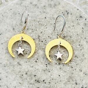Moon and Star Earrings, Handmade by Wandering Bunny LLC
